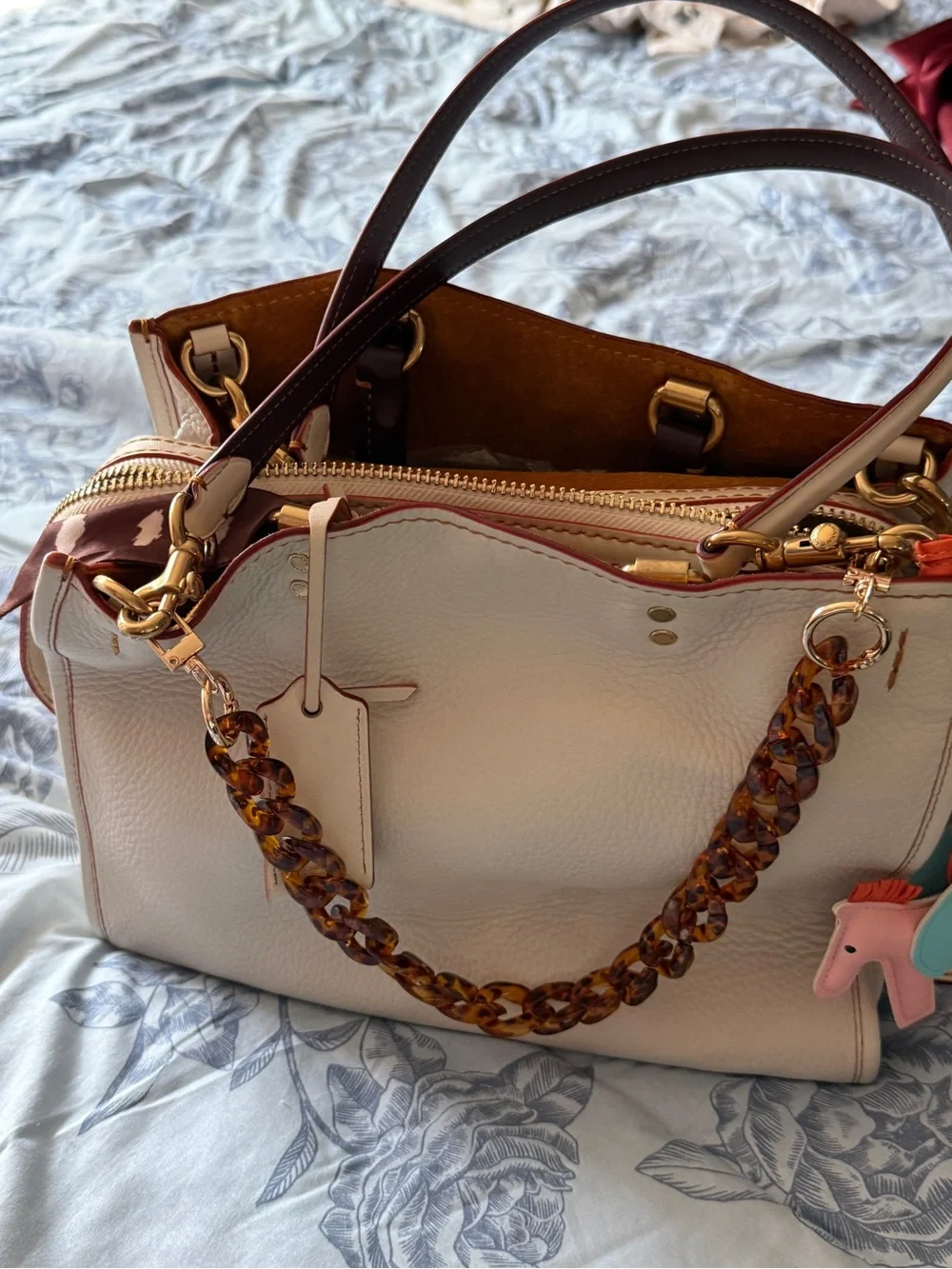 Coach Rogue 30 Leather Satchel Handbag in Cream